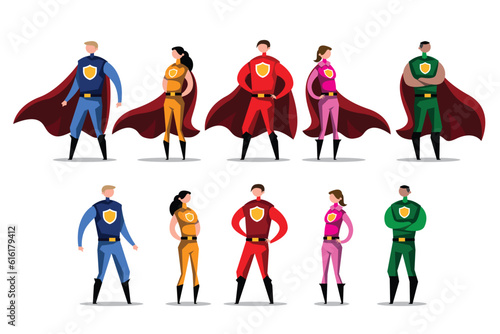 VECTOR EPS10 - security team in same uniform, character cartoon style.