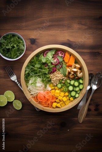 top shot of a healthy bowl ultra realistic product photography with a lot of vegetables wll arranged