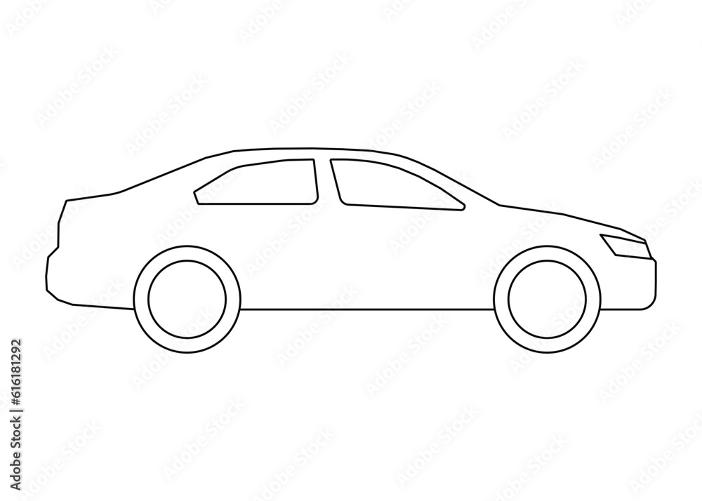 Car sedan transport model coloring line icon. Own passenger transport, automobile for travel. Vector sign outline