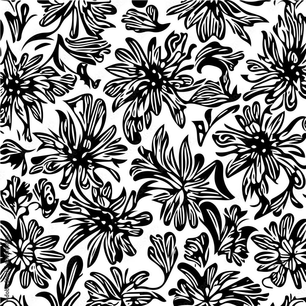 Floral design black background vector Floral design black background vector