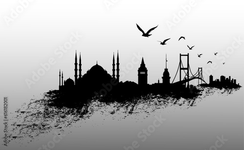 Istanbul City Skyline Vector Illustration. photo