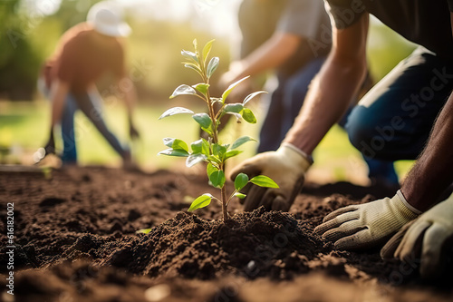 Growing Together Community Engagement in Sustainable Practices through Tree Planting and Local Food Production. created with Generative AI