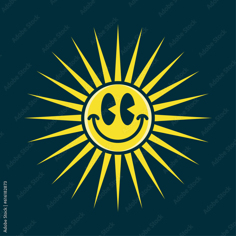 Fototapeta premium Happiness smiling face emoji, shining like a sun