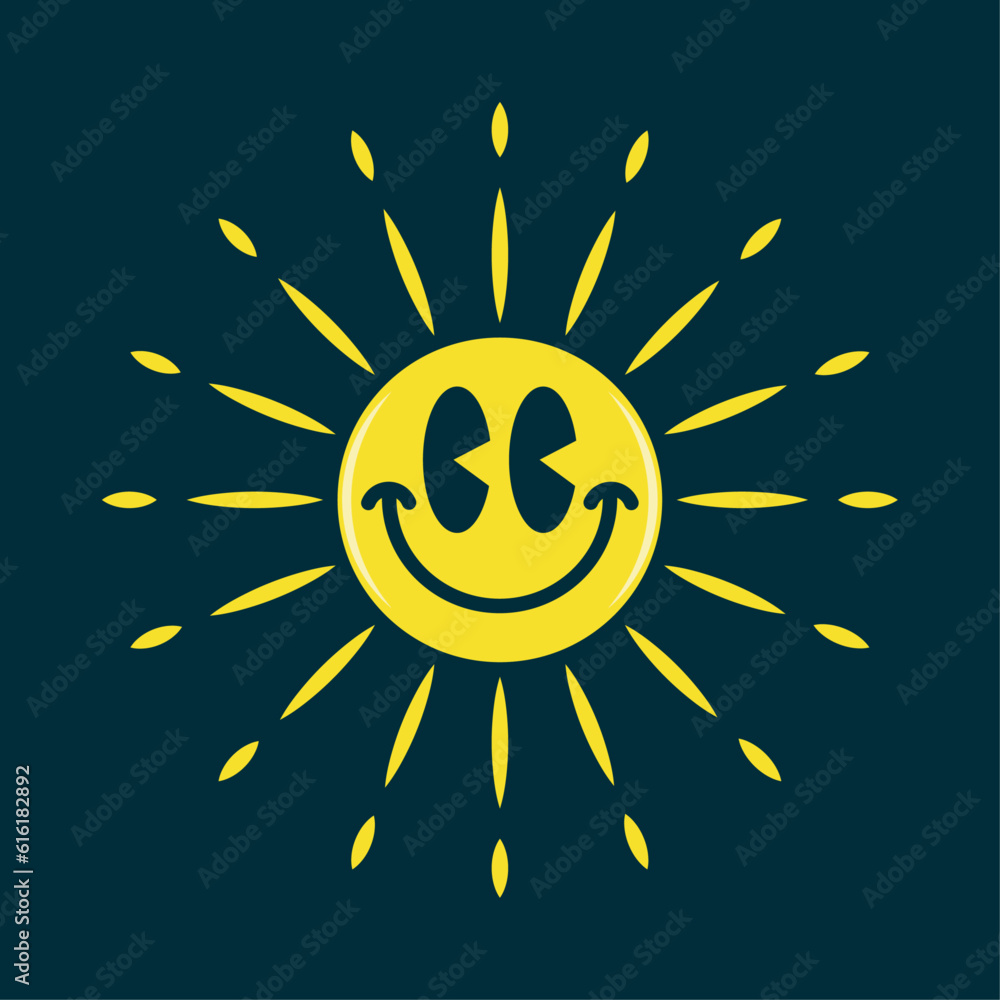 Fototapeta premium Happiness smiling face emoji, shining like a sun