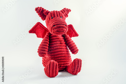 Kids cuddly soft Mythical Red Dragon toy with wings Welsh National Emblem photo