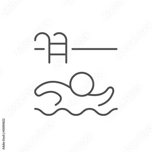 Swimming in pool line icon