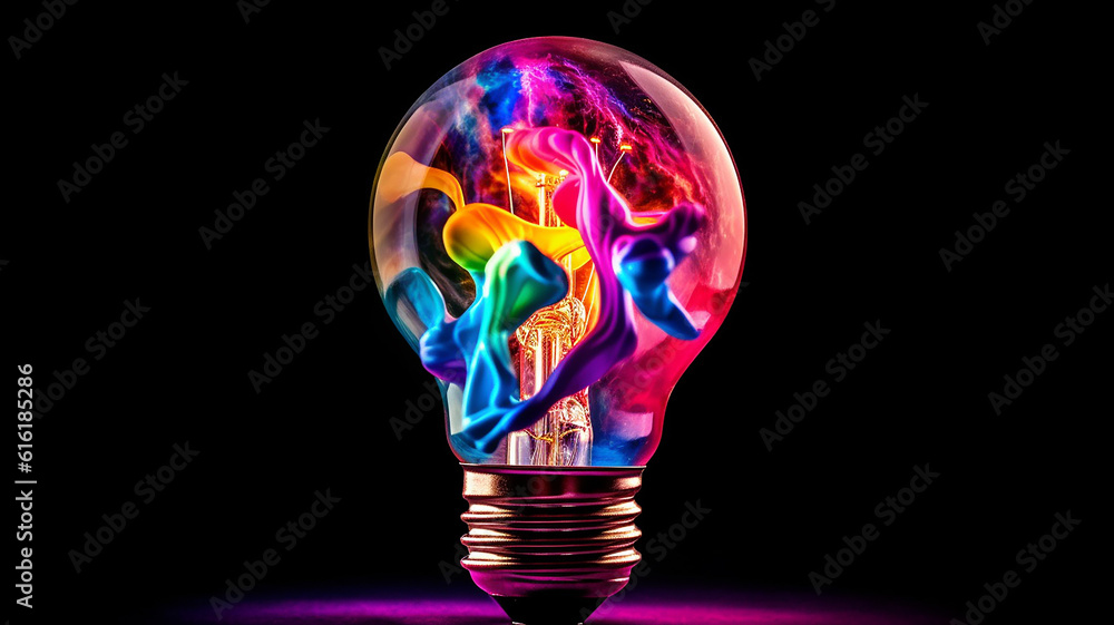 Idea concept of Unique Creative idea with lightbulb, Generative AI Idea concept of Unique Creative idea with lightbulb, Generative AI