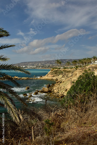 View of the coast of cyprus on a summer holiday day.