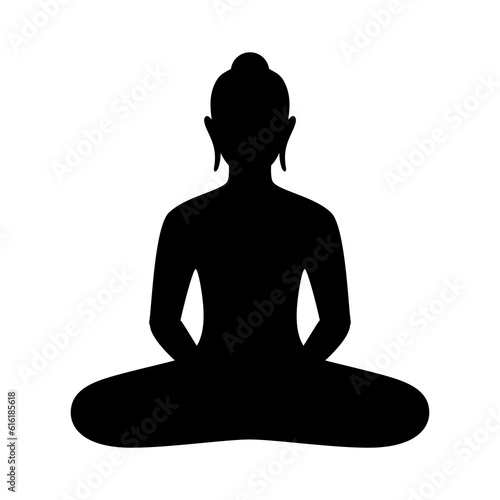 silhouette of Buddha, person meditating, black shape vector