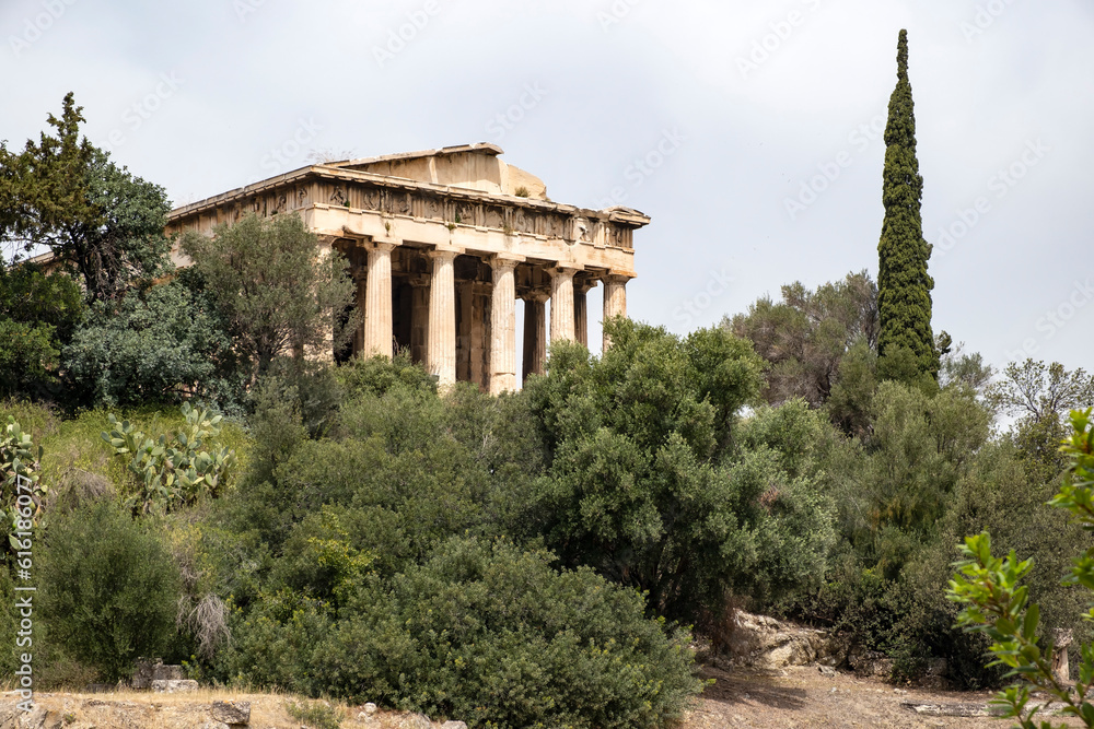 Front view of Temple of Hephaestus in the Ancient Agora of Athens