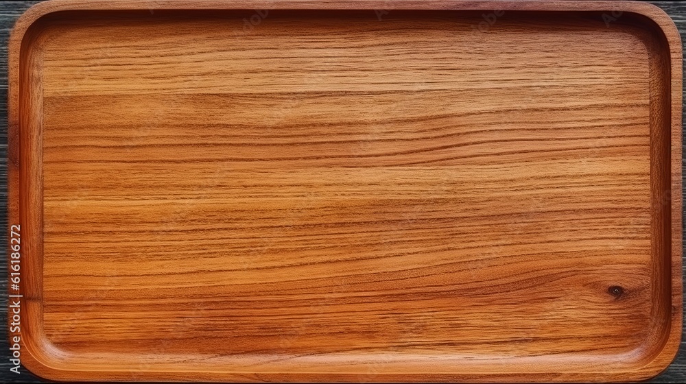 Tray Color/texture Rectangular surface of a brown wooden tray, showcasing the natural ...