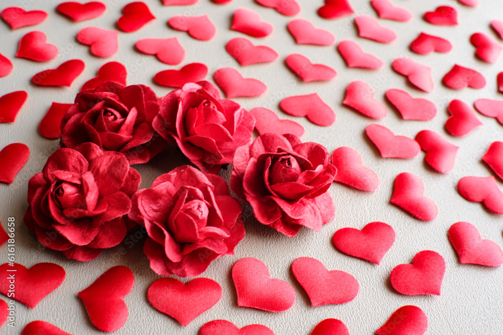 Love Valentines day romantic background. hearts and roses beautiful.Empty space Valentines day background with red hearts Love Valentines day romantic background. hearts and roses beautiful.Empty space Valentines day background with red hearts