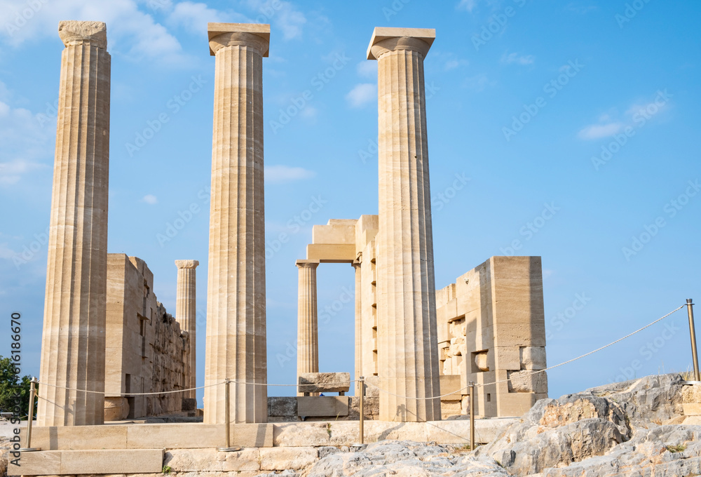 A Close up View of the Temple of Athena on Lindos Acropolis Greece