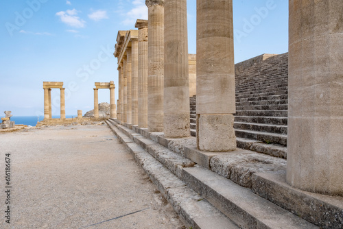 The Hellenistic Stoa on Lindos Acropolis on a Sunny Day