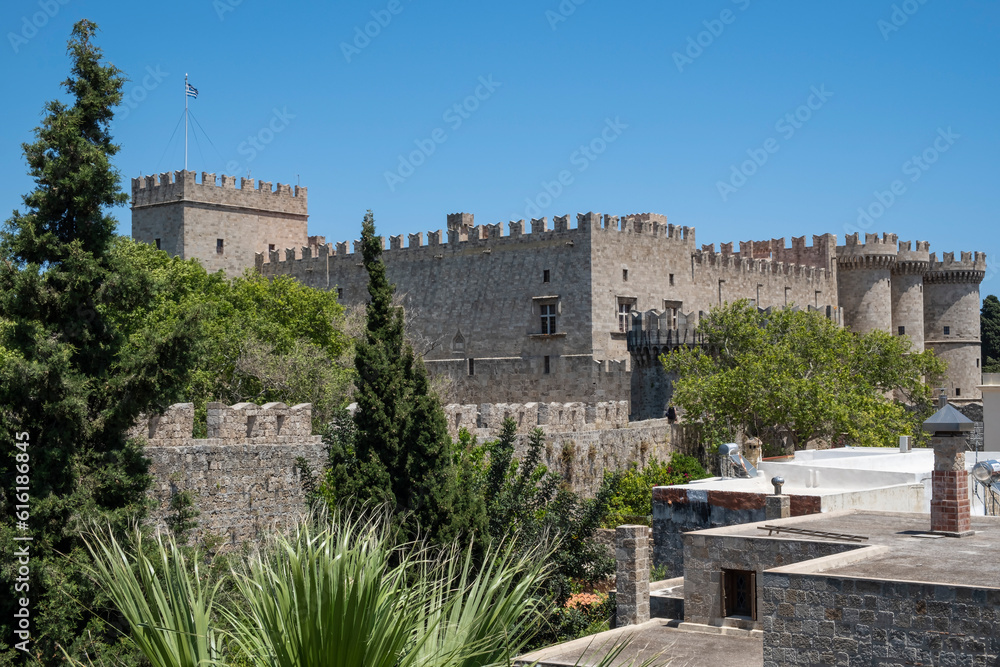 A View of the Walled Medieval City of Rhodes Greece