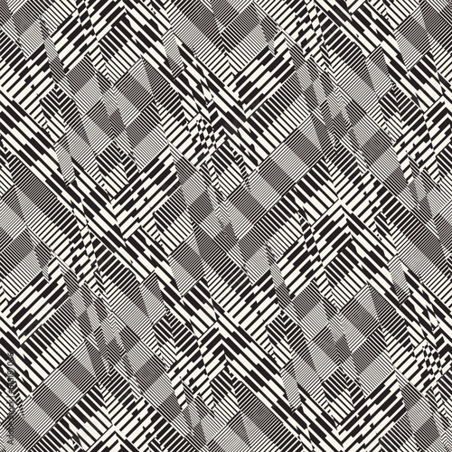 Monochrome Glitch Effect Textured Checked Pattern