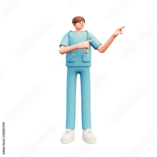 standing pointing reccomendation linen 3d illustration photo