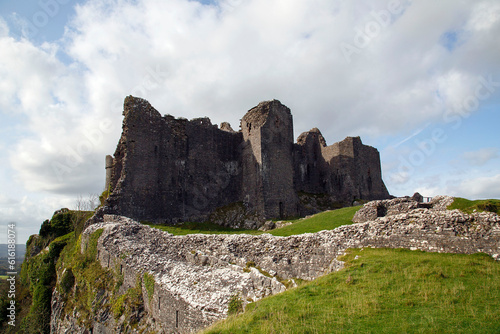 Carreg Cennen Castle is situated near the River Cennen in the village of Trap. The castle was surrendered to Owain Glyndwr in 1403 after a siege. It was destroyed after the Wars of the Roses in 1461