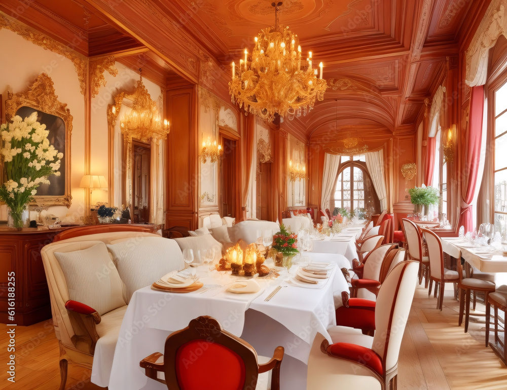 Elegant Dining: A Luxurious Interior for Exquisite Culinary Experiences | AI-Generated Design