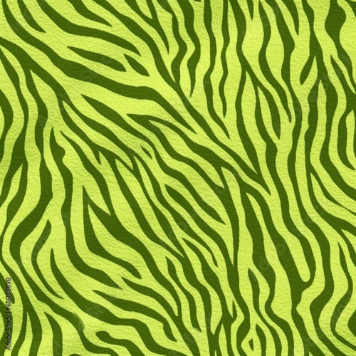 Bright Lime Green Animal Print Wallpaper or Background Pattern - Leopard Dots and Stripes - Generative AI