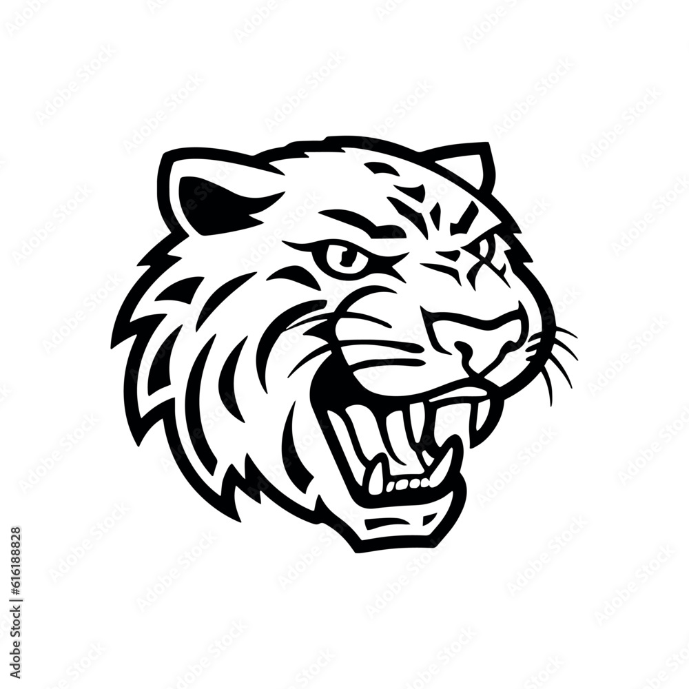 Vector tiger head. Isolated on white background