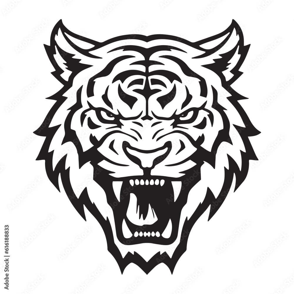Fototapeta premium Vector illustration angry tiger head isolated on white background