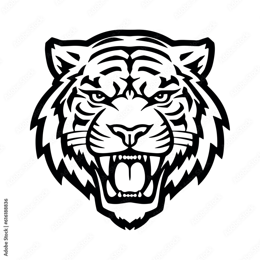Angry tiger head isolated on white background, vector illustration. Angry tiger head isolated on white background, vector illustration.