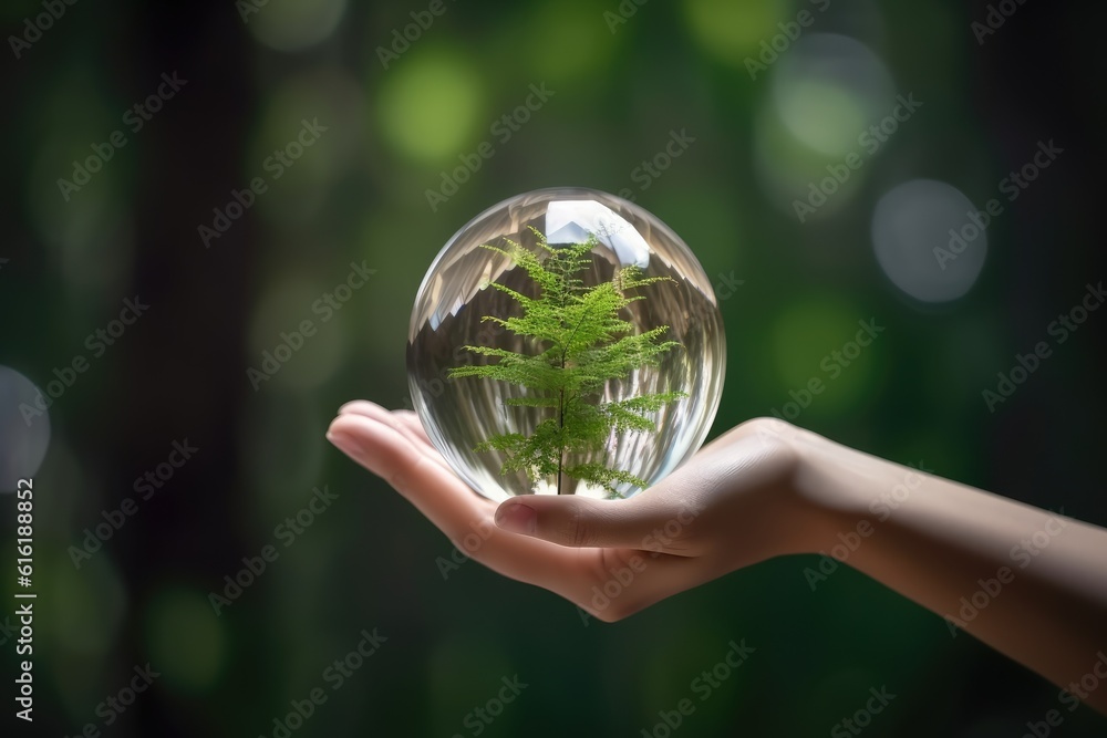 environment social governance concept Hand holding globe