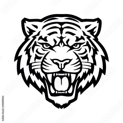 Angry tiger head isolated on white background, vector illustration.