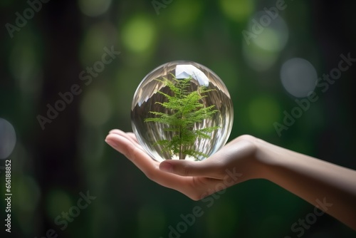 environment social governance concept Hand holding globe