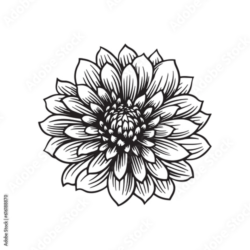 Fototapeta Naklejka Na Ścianę i Meble -  Black and white simple flower. Vector illustration