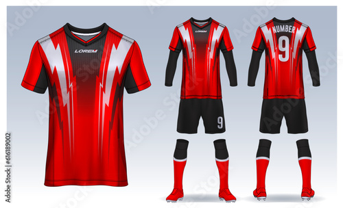 t-shirt sport design template, Soccer jersey mockup for football club. uniform front and back view.	