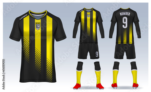 t-shirt sport design template, Soccer jersey mockup for football club. uniform front and back view.	