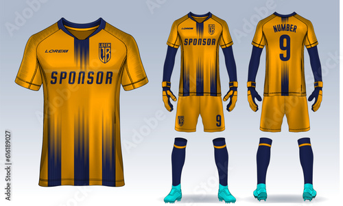 t-shirt sport design template, Soccer jersey mockup for football club. uniform front and back view.	