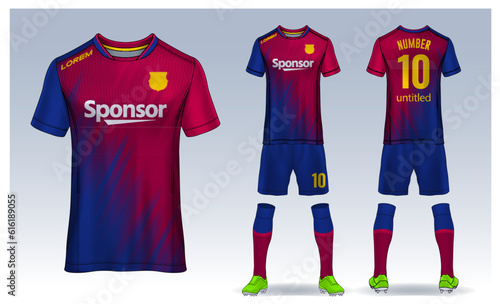 t-shirt sport design template, Soccer jersey mockup for football club. uniform front and back view.	