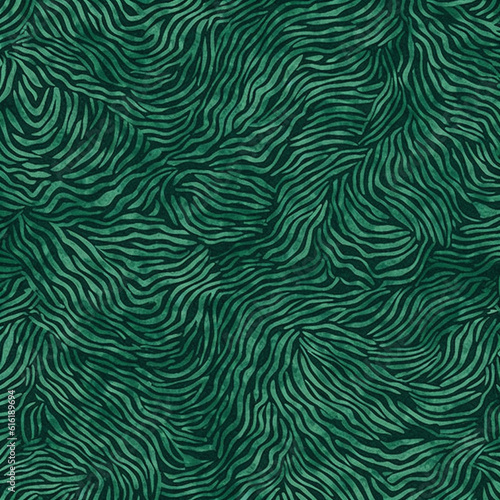 Dark Green Animal Print Wallpaper or Background Pattern - Leopard Dots and Stripes - Generative AI