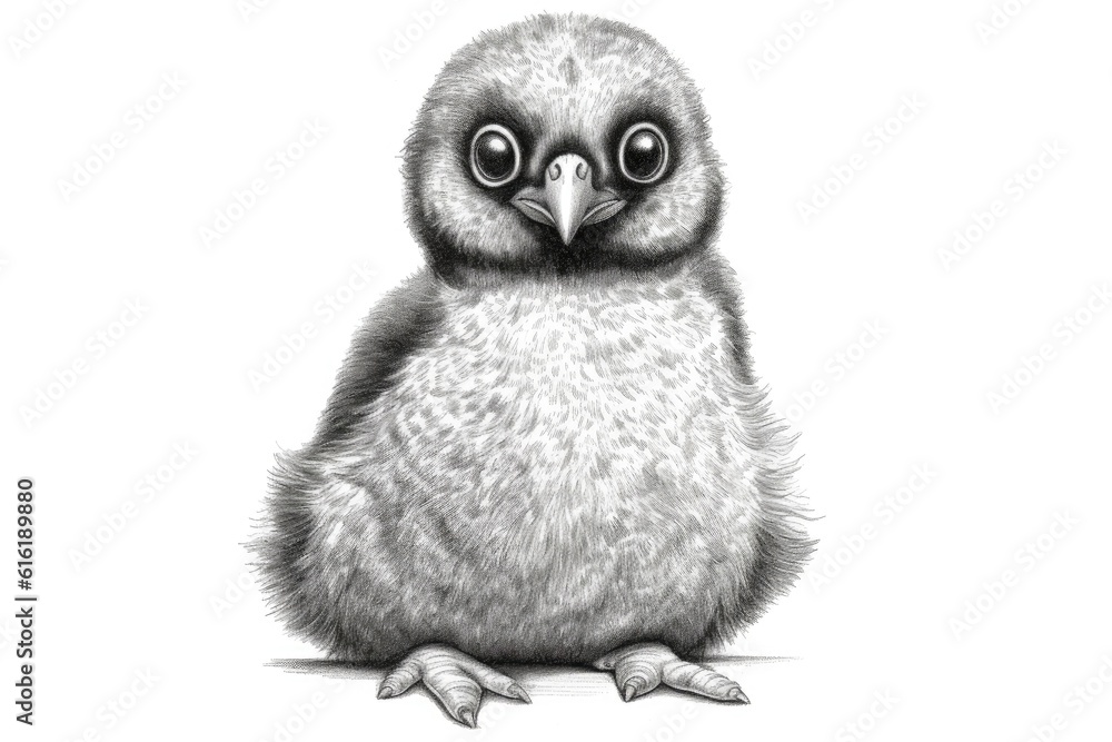 Cute Penguin drawing on white background - generative AI Cute Penguin drawing on white background - generative AI