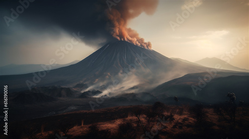 Erupting volcano scene © lichaoshu