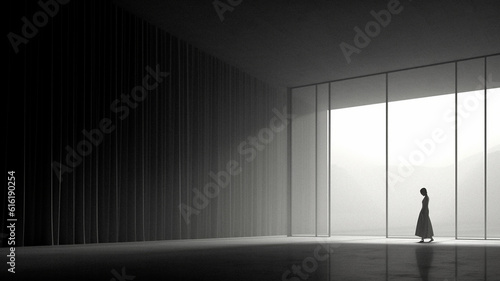 Wallpaper Mural Minimalist and surreal stage designs, created with AI Generative Technology Torontodigital.ca