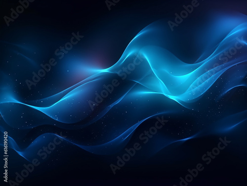 Abstract blue colors gradient shiny wave on noise black background Generative ai