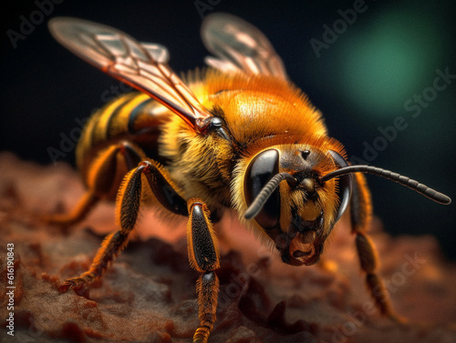 Fluffy bee, created with AI Generative Technology