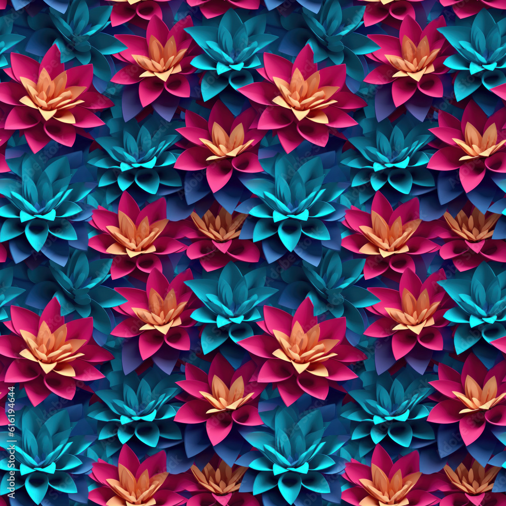 3d colour flowers stylish seamless pattern. Generative AI 1 3d colour flowers stylish seamless pattern. Generative AI 1