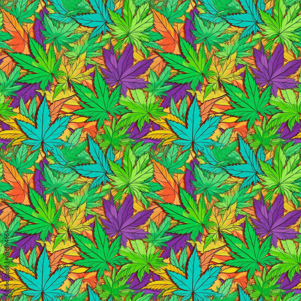Marijuana leaf seamless pattern. Generative AI 2 Marijuana leaf seamless pattern. Generative AI 2