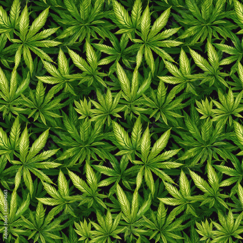 Marijuana leaf seamless pattern. Generative AI