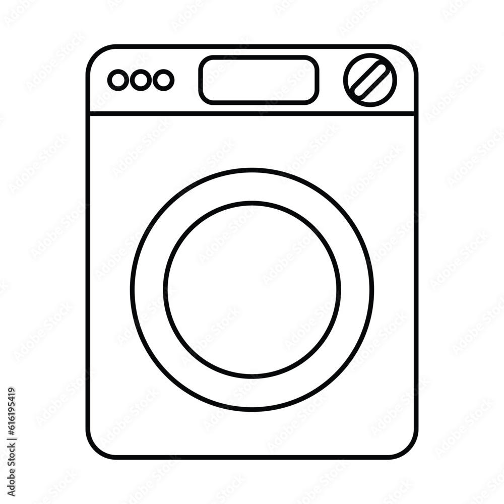washing machine outline illustration on white background doodle washing machine outline illustration on white background doodle