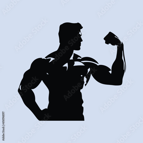 Big Muscular man Body, Massive Muscle Flex, silouette vector isolated 