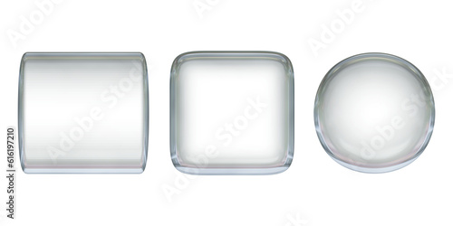 glass buttons or transparent glossy round shapes in 3d rendering
