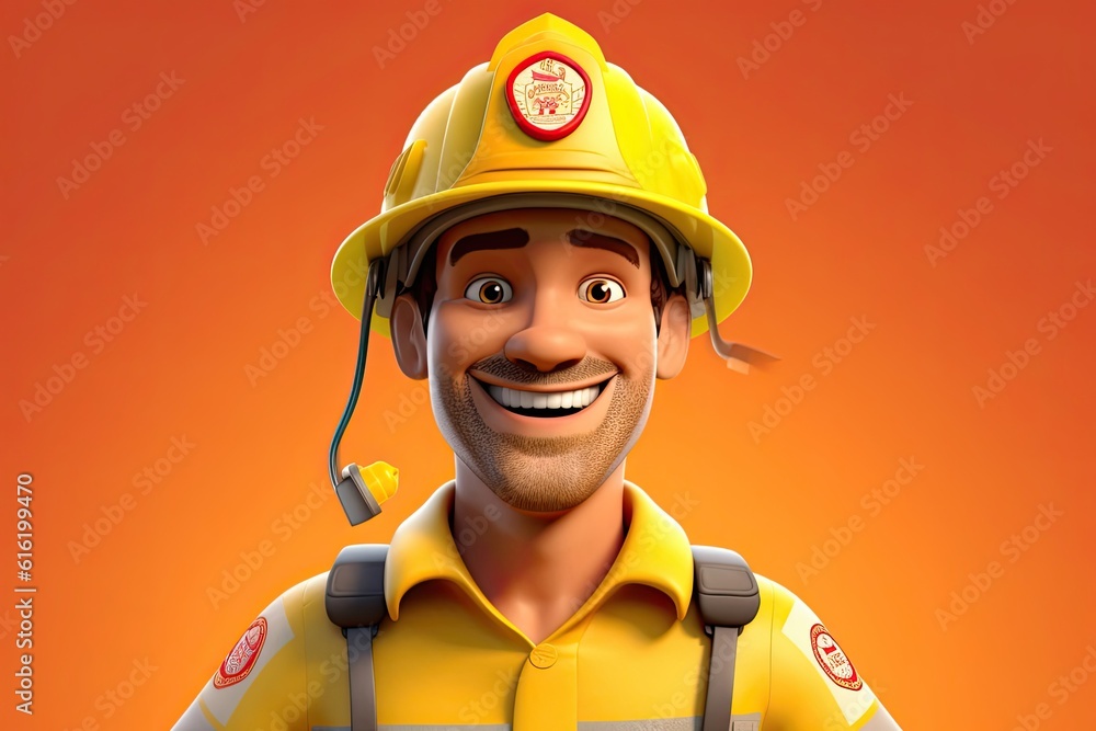 Caucasian Man Fire Fighter Good Looking Backdrop With Copyspace Generative AI Caucasian Man Fire Fighter Good Looking Backdrop With Copyspace Generative AI
