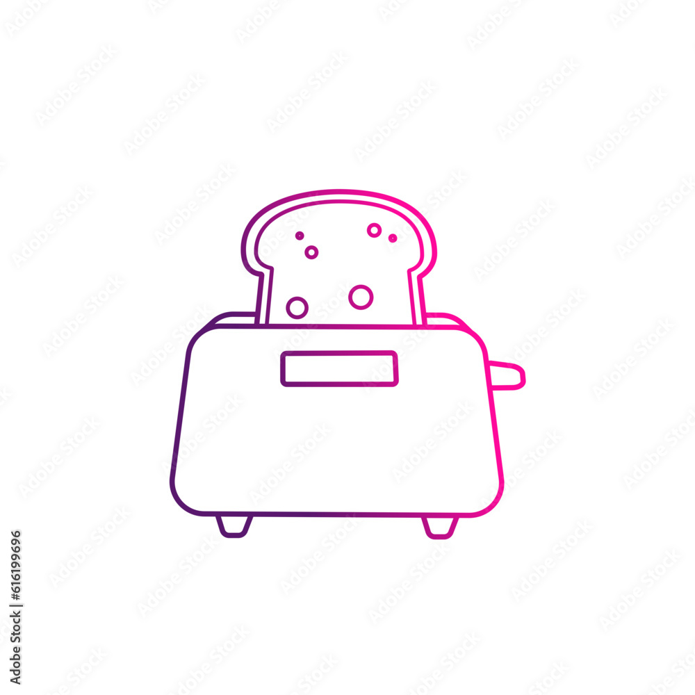 Gradient Toaster icon. Vector illustration of a toaster with bread. Gradient Toaster icon. Vector illustration of a toaster with bread.