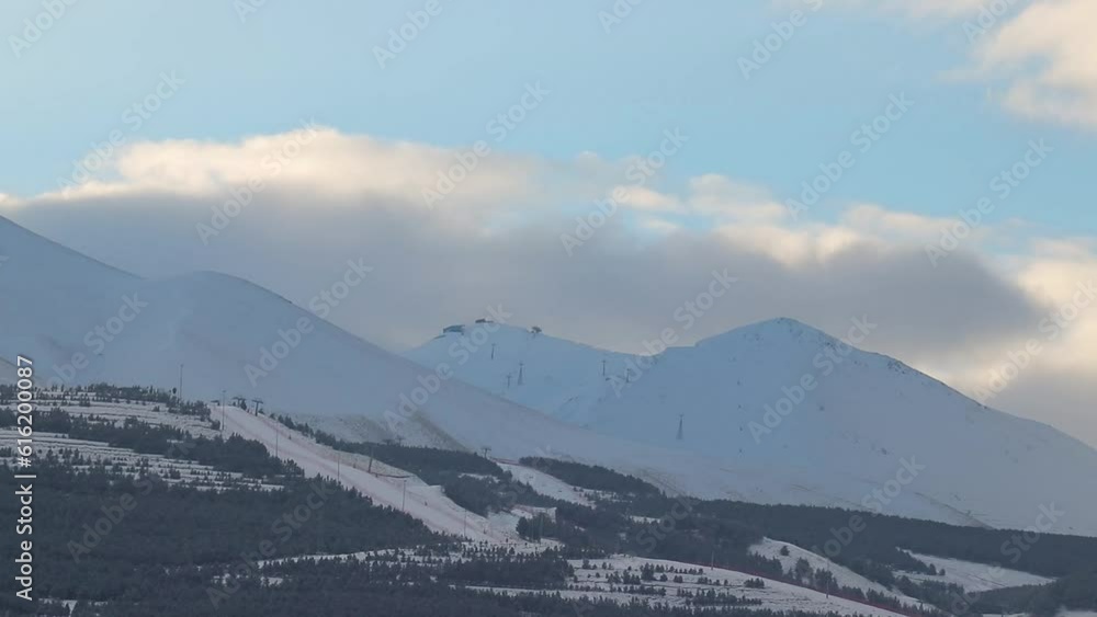 Timelapse of Palandoken Ski Resort as clouds glide over the mountain at sunrise Timelapse of Palandoken Ski Resort as clouds glide over the mountain at sunrise